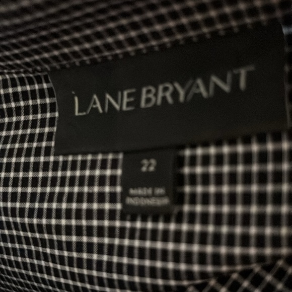 Lane Bryant Small Check Tunic Blouse Sz 22/2X Belted Long Sleeve Black White - Picture 6 of 7